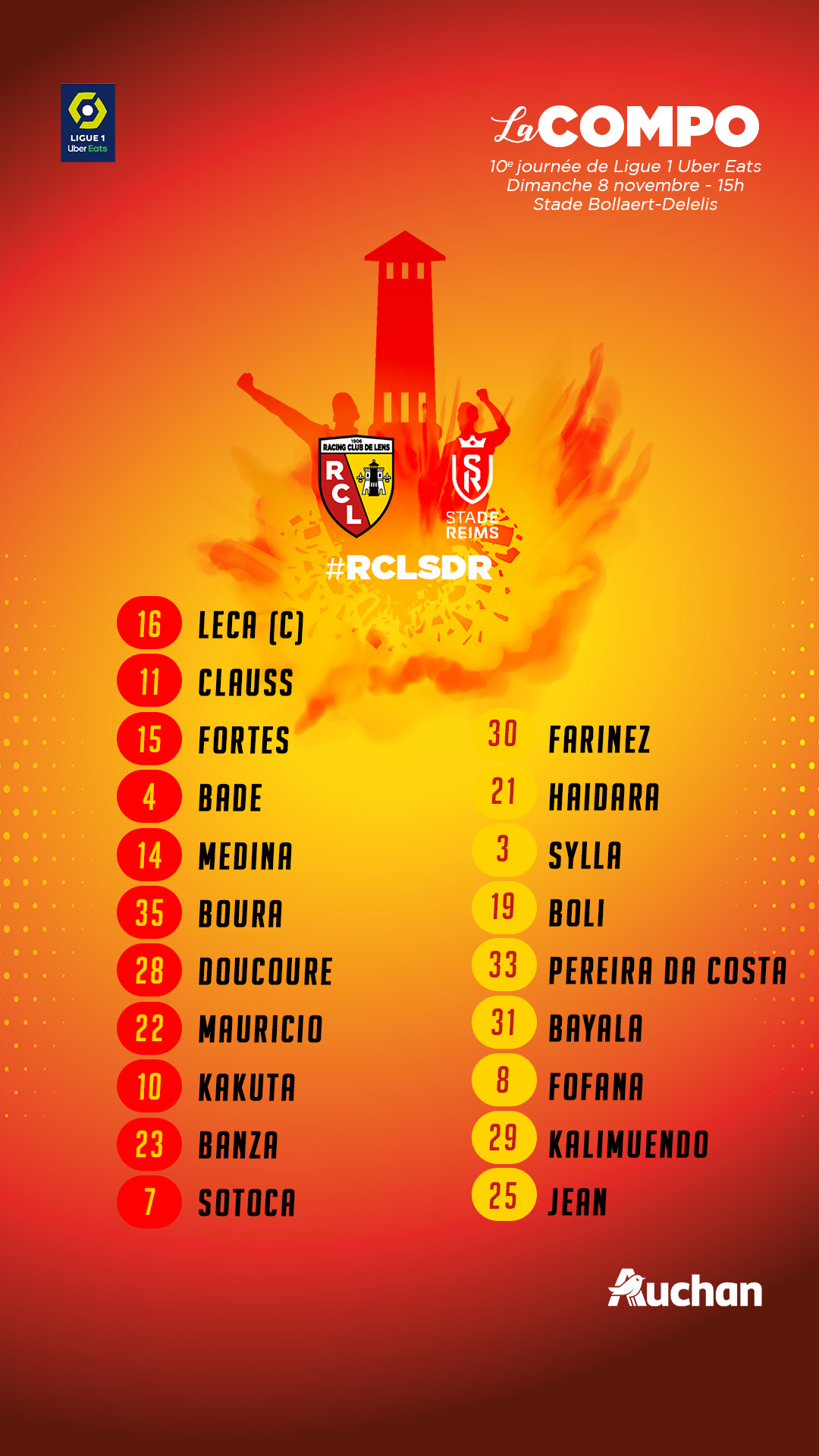 Lens - Reims, la compo lensoise