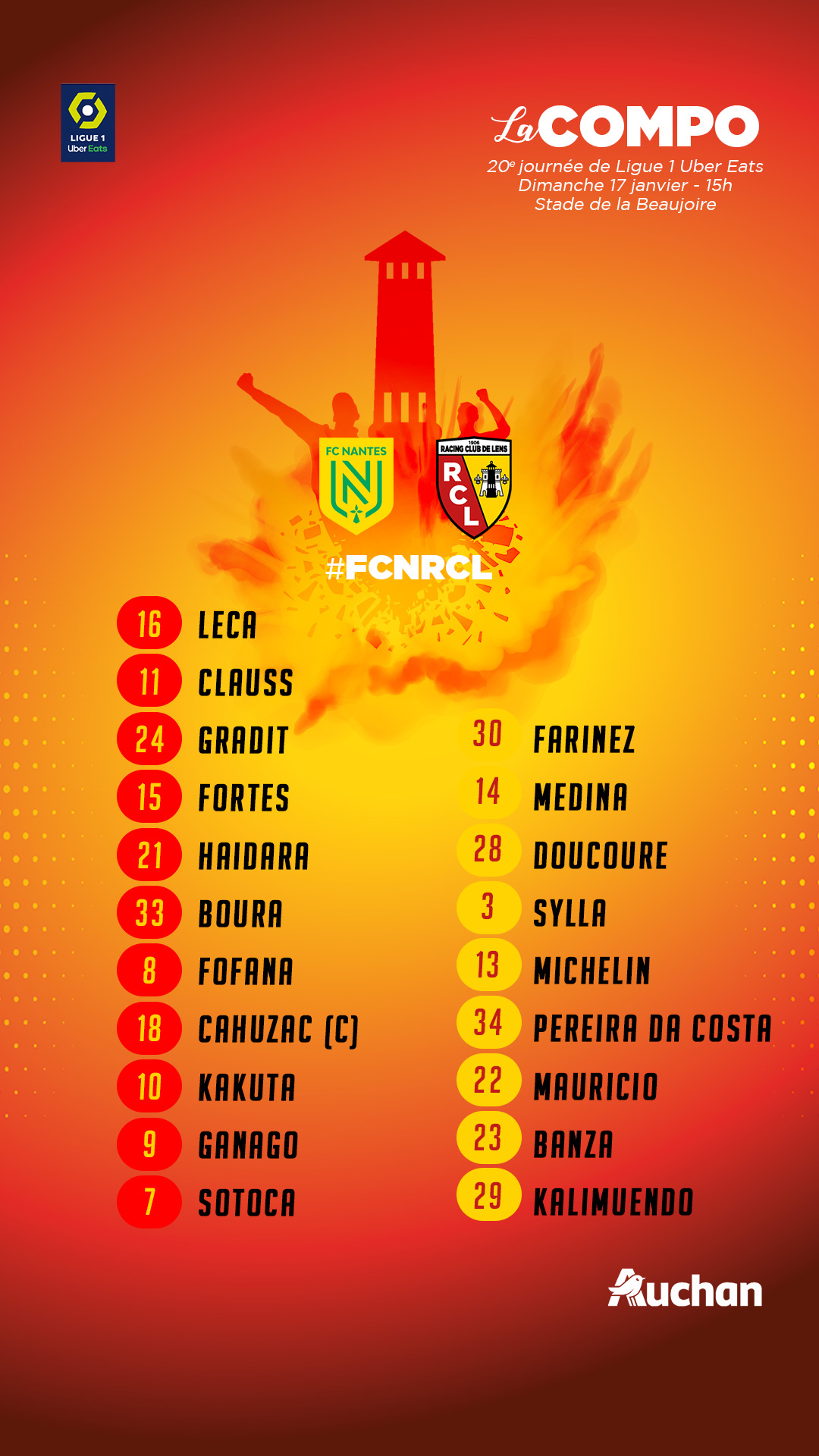 Nantes - Lens la compo lensoise