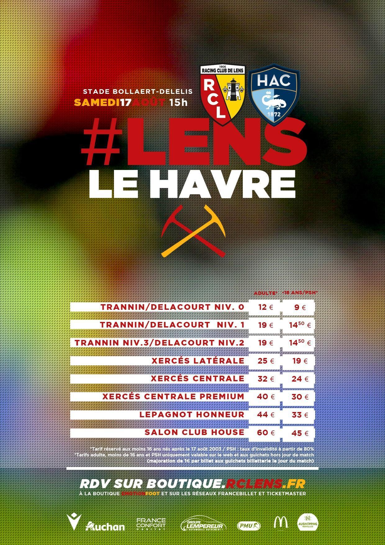 Assistez à Lens - Le Havre billetterie tarifs rclens