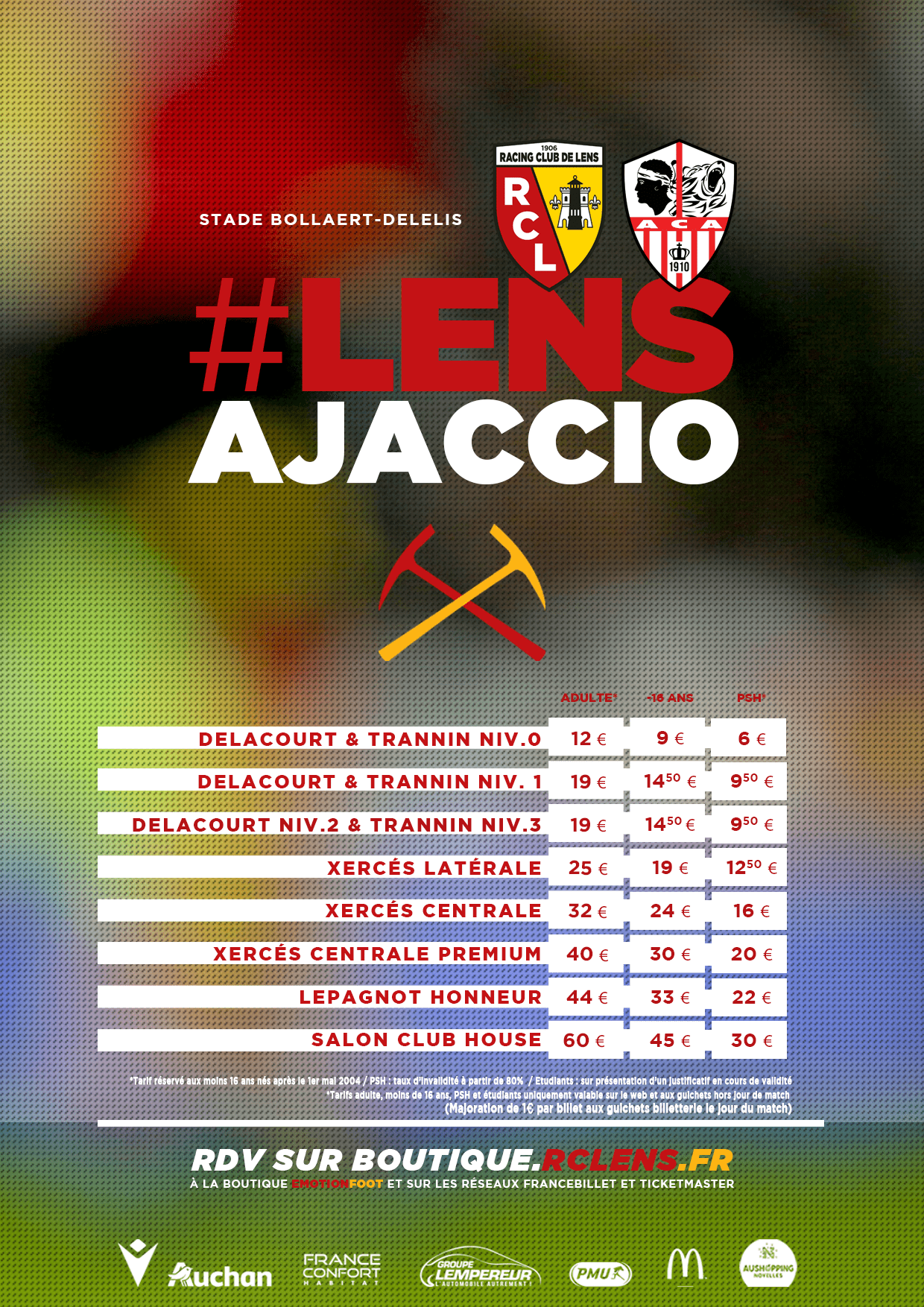 Assistez à Lens - AC Ajaccio tarifs billetterie rclens