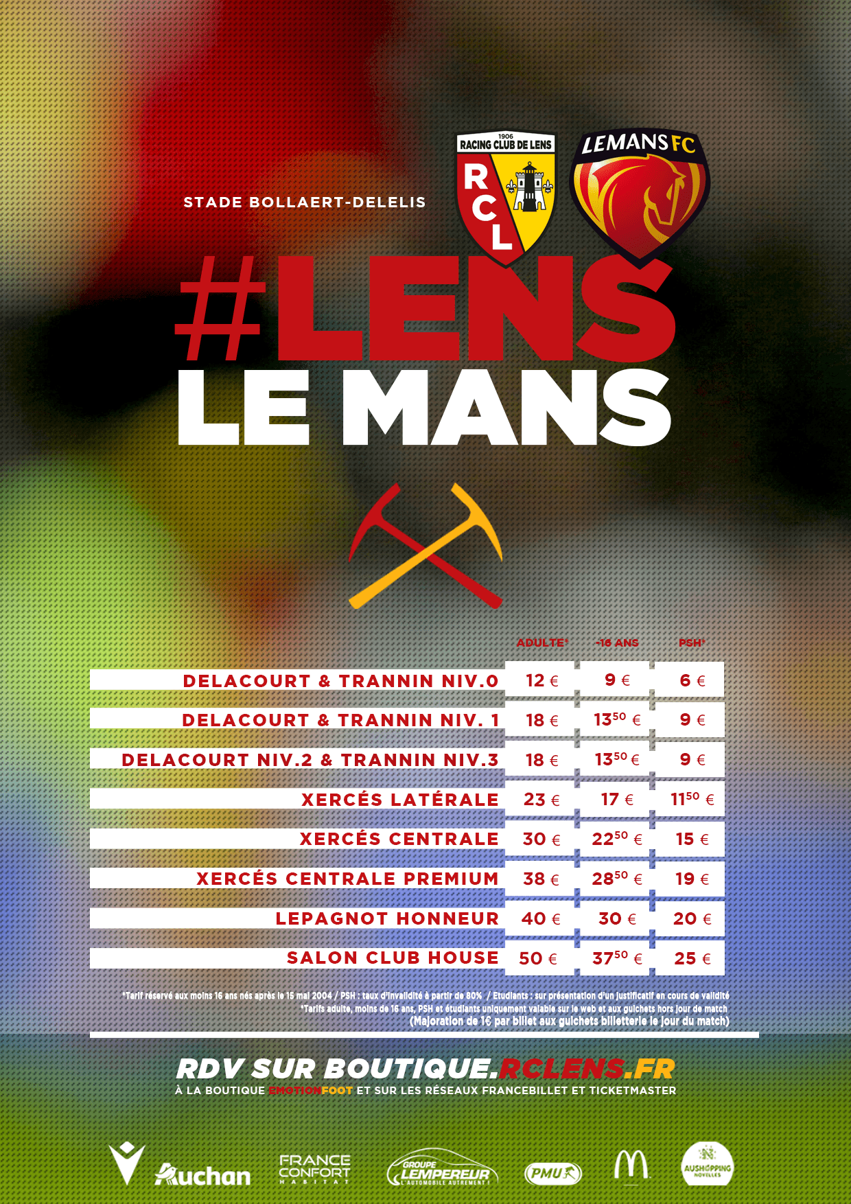 Assistez à Lens - Le Mans tarifs billetterie rclens