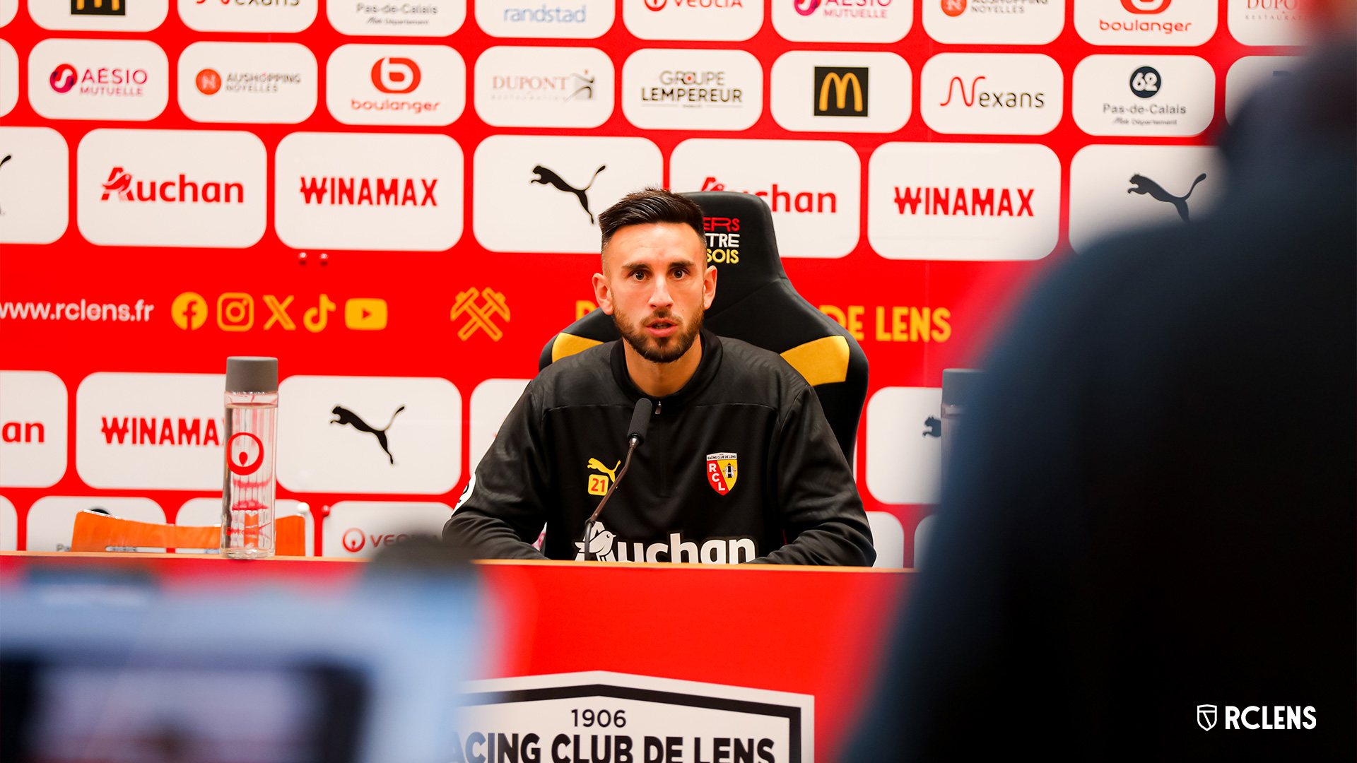 Conférence de presse RC Lens Paris SG 32es de finale de Coupe de France Adrien Thomasson