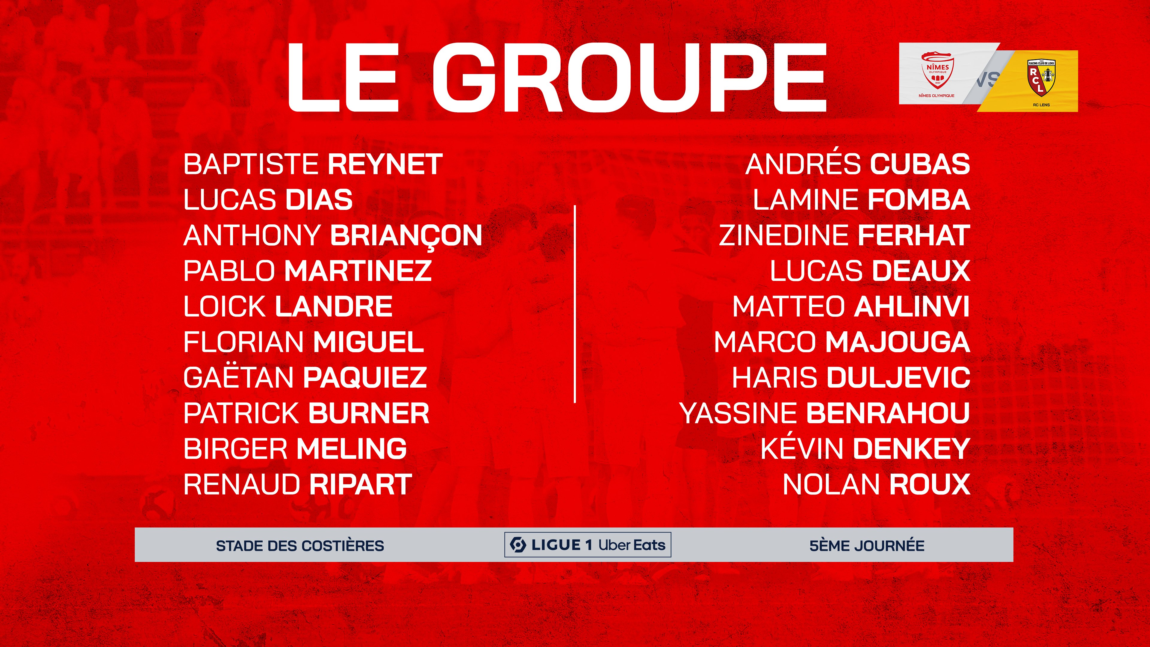 Nîmes - Lens Le groupe nîmois