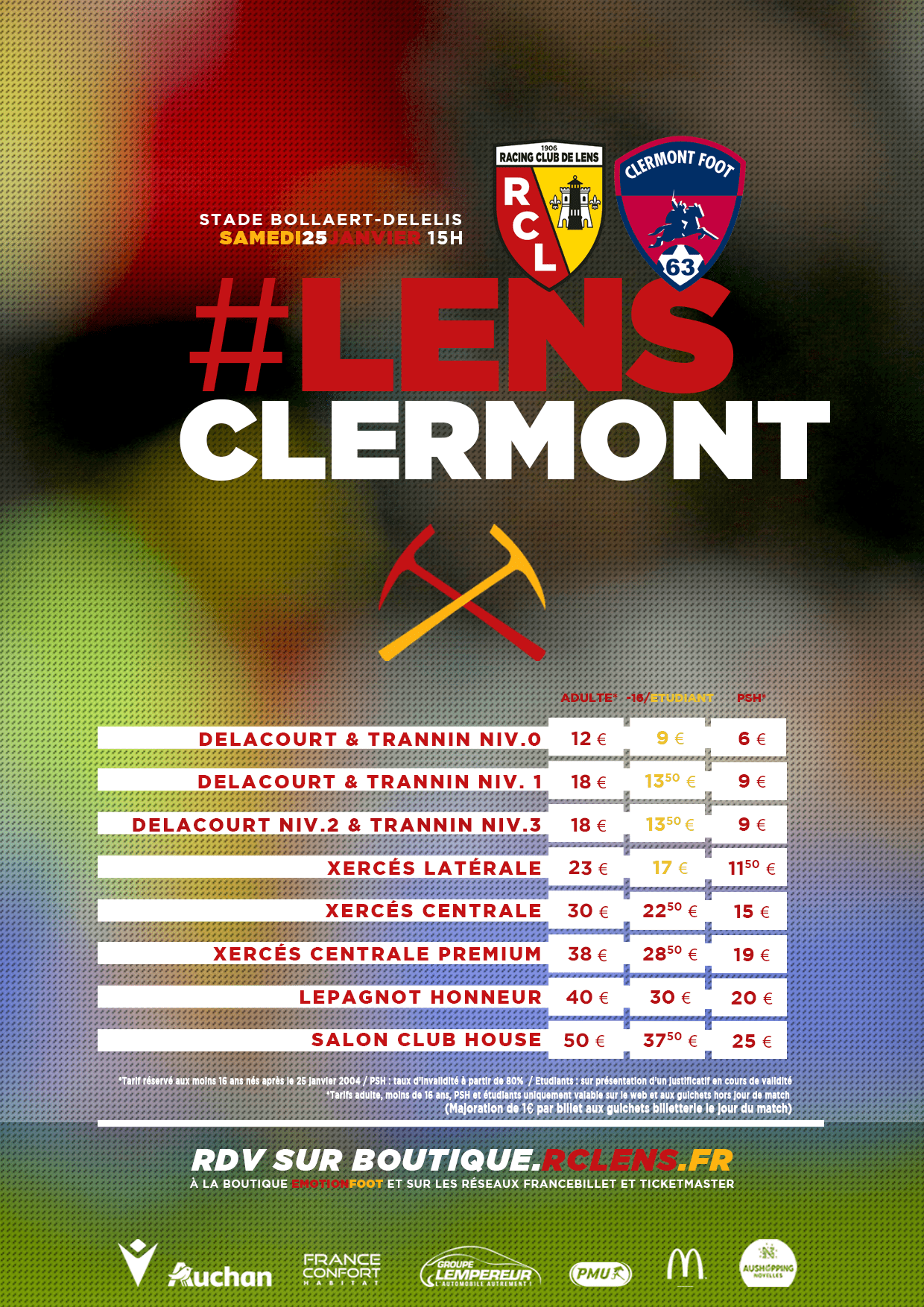 Assistez à Lens - Clermont  tarifs billetterie rclens