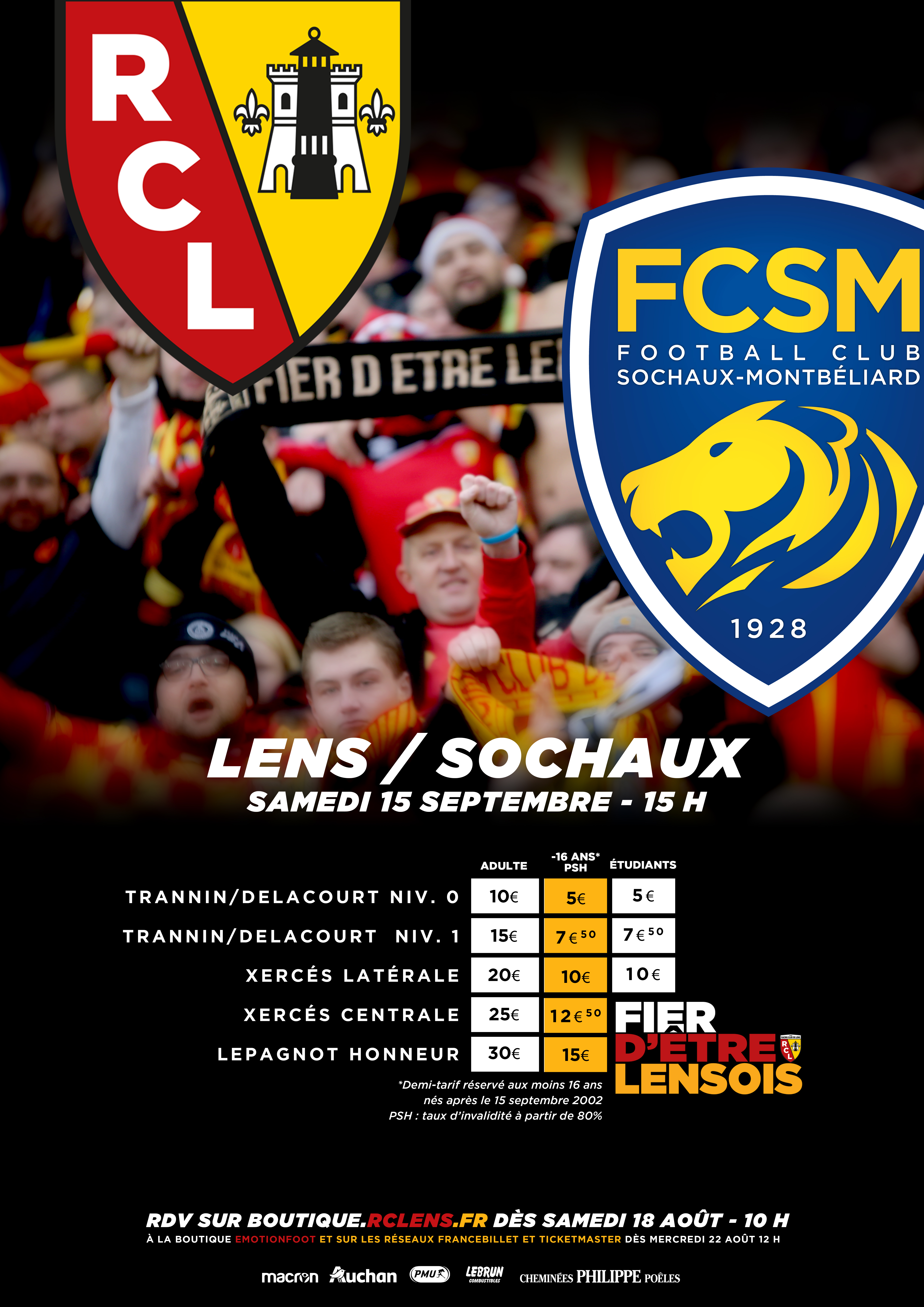 tarifs billetterie lens - sochaux bollaert-delelis