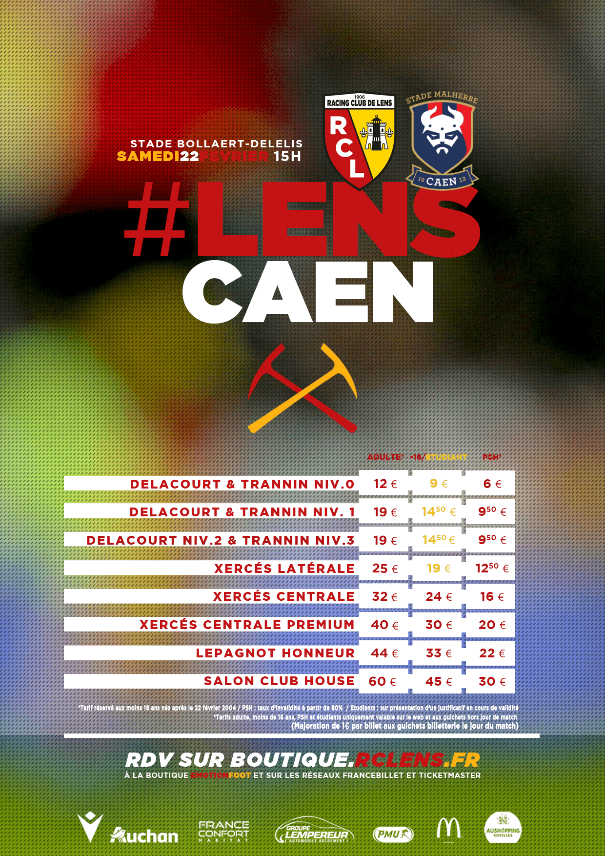 Assistez à Lens - Caen billetterie tarifs Bollaert-Delelis rclens